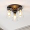 Jonathan Y Nola 13" 3-Light Bohemian Farmhouse Iron/Seeded Glass LED Semi Flush Mount, Wood Finish/Clear JYL7564A - alternate 4