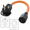 Ac Works Plug Adapter, STW, L14-30R, 14-50P, 1.5 ft., Orange S1450L1430-018 - alternate 2
