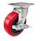 Hyw Products Heavy Duty Caster 6in Polyurethane on Plastic Wheel, Swivel with Brake 40-60S-A1-PU-TB - alternate 1