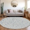 Homeroots 8' Denim Blue And Ivory Round Damask Washable Indoor Outdoor Area Rug 595135 - alternate 3