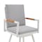 Armen Living Crown Outdoor Patio Swivel Bar Stool in White Aluminum with Wood Accent and Light Gray Cushions LCCRSWBAWH30 - alternate 3