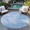 Homeroots 8' Sky Blue Denim Blue And Silver Round Abstract Washable Indoor Outdoor Area Rug 582220 - alternate 4