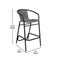 Flash Furniture Lila  Commercial Grade Indoor-Outdoor PE Rattan Restaurant Barstool with Black Aluminum Frame and Footrest in Gray, PK2 2-SDA-AD632032R-GY-GG - alternate 7