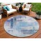 Homeroots 8' Blue Ivory And Gray Round Abstract Washable Indoor Outdoor Area Rug 602916 - alternate 1