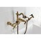 Kingston Brass Two-Handle Wall Mount Bridge Kitchen Faucet with Brass Sprayer, Antique Brass KS2443AXBS - alternate 4