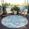 Homeroots 8' Sky Blue And Ivory Round Floral Washable Indoor Outdoor Area Rug 599924 - alternate 4