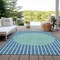 Homeroots 9' X 12' Teal Blue And Aqua Striped Washable Indoor Outdoor Area Rug 597203 - alternate 3