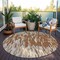 Homeroots 8' Orange And Ivory Round Abstract Washable Indoor Outdoor Area Rug 612691 - alternate 4