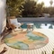 Homeroots 8' Round Blue Round Abstract Washable Non Skid Indoor Outdoor Area Rug 559483 - alternate 5