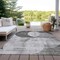 Homeroots 9' X 12' Gray And Charcoal Geometric Washable Indoor Outdoor Area Rug 604915 - alternate 2