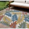 Homeroots 10' X 14' Ivory Blue Orange And Green Palm Leaf Indoor Outdoor Area Rug 545040 - alternate 3