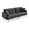 Homeroots 85" Dark Gray Polyester Blend Convertible Futon Sleeper Sofa And Toss Pillows With Silver Legs 544955 - alternate 6