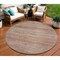 Homeroots 8' Brown And Copper Round Abstract Washable Indoor Outdoor Area Rug 618282 - alternate 1