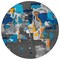 Homeroots 8' Charcoal Copper And Teal Blue Round Abstract Washable Indoor Outdoor Area Rug 599546 - alternate 3