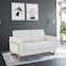 Leisuremod Lincoln Upholstered Leather Loveseat with Gold Frame, White LA55W-L - alternate 2