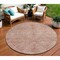 Homeroots 8' Pink And Brown Round Moroccan Washable Indoor Outdoor Area Rug 605135 - alternate 1