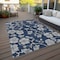 Homeroots 10' X 14' Navy Blue And Gray Floral Washable Indoor Outdoor Area Rug 600029 - alternate 3