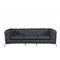 Homeroots 93" Dark Gray Italian Leather Chesterfield Sofa With Silver Legs 476529 - alternate 1