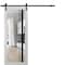 Sartodoors Sturdy Barn Door Clear Tempered Glass, Lucia 2566 White Silk and Aluminum Strips, 6.6FT Black Rail LUCIA2566BD-B-WS-24 x 96 - alternate 1