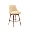 Homeroots 26" Cream and Wood Brown Faux Leather with Solid Wood Swivel Counter Height Bar Chair 534480 - alternate 5