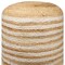 Homeroots 18" Natural And White Jute Blend Cylinder Striped Pouf Ottoman 551558 - alternate 7