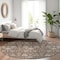 Homeroots 8' Chocolate Beige And Gray Round Floral Washable Indoor Outdoor Area Rug 605421 - alternate 4