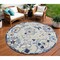 Homeroots 8' Blue And Gray Round Floral Indoor Outdoor Area Rug 546667 - alternate 3