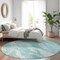 Homeroots 8' Teal Blue Aqua And Ivory Round Abstract Washable Indoor Outdoor Area Rug 583000 - alternate 3