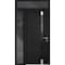 Vdomdoors Steel Door Cynex 6777 Black Sidelight and Transom Window Stainless Inserts Single Modern Painted-W3 CYNEX6777EXD-BLK-W36+12 x H80+16-Left-hand Inswing - alternate 1