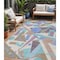Homeroots 5' X 8' Brown Teal Blue And Ivory Geometric Washable Indoor Outdoor Area Rug 617951 - alternate 1