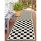 World Rug Gallery Contemporary Checkered Weather Resistant Reversible Indoor/Outdoor Rug 2 ft x 7 ft Black WR114BLACK2X7 - alternate 1