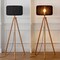 Jonathan Y Adriel 52" Mid-Century Modern Tripod Wood w/Ribbed Cocoon Pumpkin Shade LED Floor Lamp, Black/Light B JYL4201C - alternate 4
