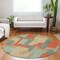 Homeroots 8' Sage Gray And Orange Round Geometric Washable Indoor Outdoor Area Rug 613231 - alternate 2