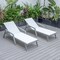 Leisuremod Marlin Patio Chaise Lounge Chair with Armrests in Grey Aluminum Frame, White, 2PK MLAGR-77W2 - alternate 5