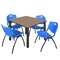 Regency Square Kee Breakroom Table W/ 4 M Stack Chairs, 48 in W, 48 in L, Noble Oak TB4848NOBPBK47BE - alternate 1