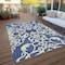 Homeroots 8' X 10' Navy Blue And Ivory Damask Washable Indoor Outdoor Area Rug 614446 - alternate 3