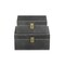 Homeroots Set of Two Black Wood And Fabric Box With Lid, 2PK 489391 - alternate 5