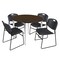 Regency Round Kahlo Breakroom Table W/ 4 Zeng Stack Chairs, 48 in W, 48 in L, Neo Walnut TPL48RNDNWCM44BK - alternate 1