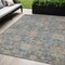 Homeroots 5' X 8' Denim Blue Brown And Beige Damask Washable Indoor Outdoor Area Rug 603846 - alternate 1