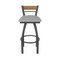 Holland Bar Stool Co Revelle 36in Swivel Extra Tall Bar Stool, Pewter Finish, Medium Back and Canter Folkstone Grey Seat 881 - alternate 7