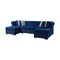 Homeroots Blue Velvet U Shaped Three Piece Sofa and Chaise Sectional With Toss Pillows 643891 - alternate 3
