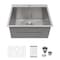 Wrightmaster 25 in. Drop-In 16-Gauge Single Bowl Stainless Steel Kitchen Sink with Rolling-Up Rack and Strainer ZOR-T252212A1 - alternate 1
