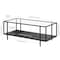 Homeroots 45" Clear And Black Glass And Steel Coffee Table With Shelf 520933 - alternate 5