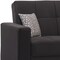 Homeroots 87" Black Microfiber Convertible Futon Sleeper Sofa And Toss Pillows With Storage 607093 - alternate 3