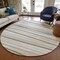 Homeroots 8' Ivory And Gray Round Striped Washable Indoor Outdoor Area Rug 597333 - alternate 3