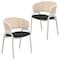 Leisuremod Ervilla Dining Chair with White Powder Coated Steel Legs and Wicker Back, Black, 2PK ECW-20BL2 - alternate 1
