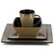 Gibson Elite Kiesling 16 Piece Hard Square Stoneware Dinnerware Set in Taupe and Black 750121025M - alternate 5