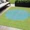 Homeroots 5' X 8' Lime Green And Blue Striped Washable Indoor Outdoor Area Rug 597176 - alternate 1