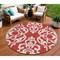 Homeroots 8' Red And Ivory Round Damask Washable Indoor Outdoor Area Rug 614457 - alternate 1