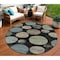 Homeroots 8' Black Fern Green And Teal Blue Round Geometric Washable Indoor Outdoor Area Rug 630557 - alternate 1
